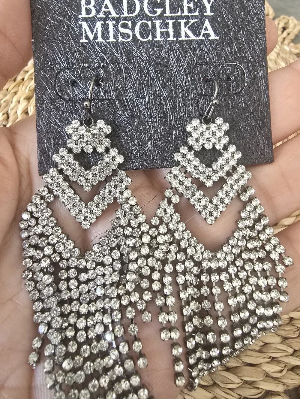 Badgley Mischka Chandelier Earrings 4" Long - Picture 3 of 5